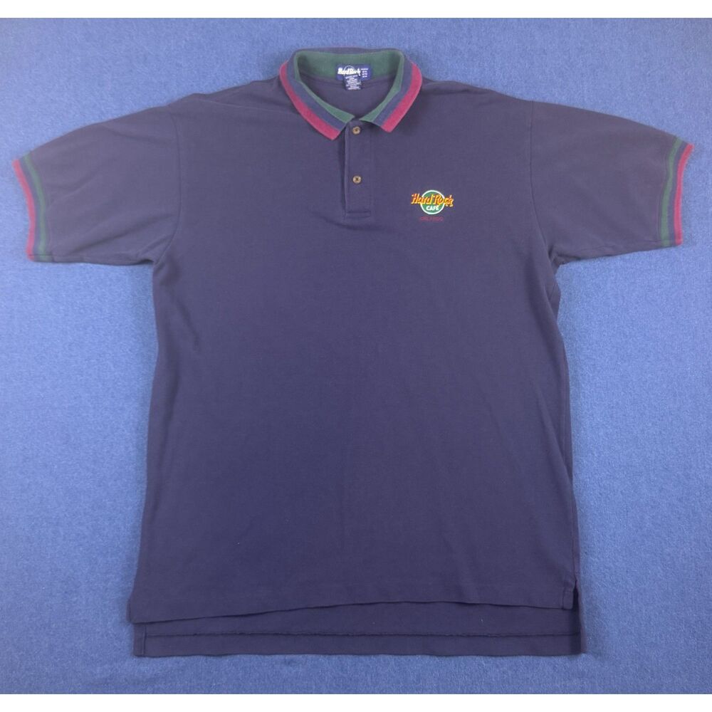 Vintage 90s Hard Rock Cafe Orlando Polo Shirt Men's XL Made USA Embroidered